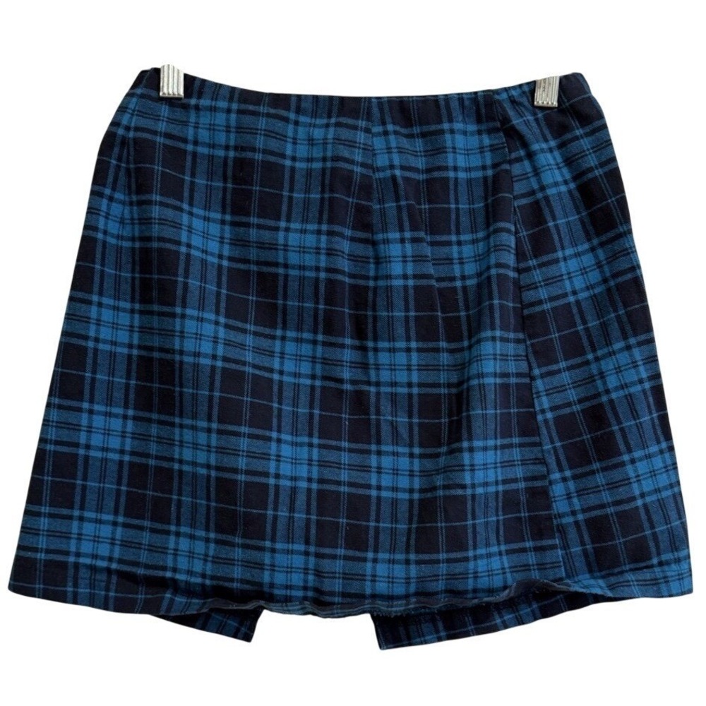 SEEK THE LABEL Blue Black Plaid Zipper Front Mini Skirt Size‎ Small